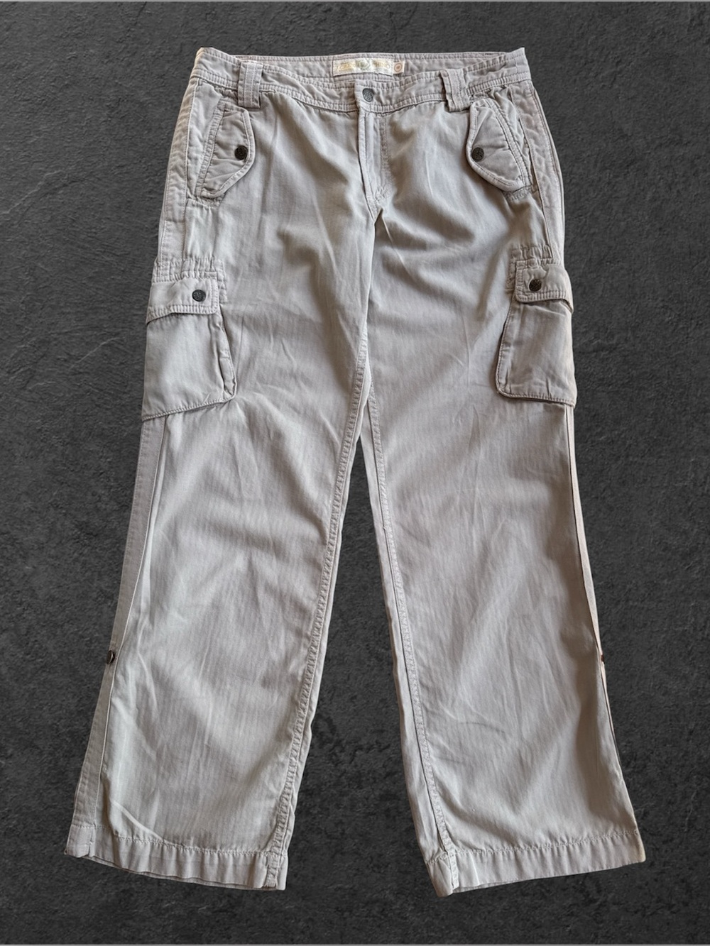 VTG J.Crew 100% Cotton Chino Cargo Pants Size 8 City Fit Beige Y2K Wide Leg